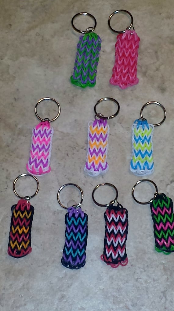 Custom Rainbow Loom Rubber band Keychain or Backpack charm Etsy