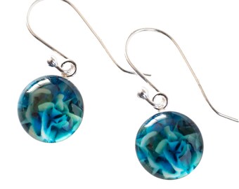 Hydrangea Flower Resin Photo Earrings, Real Flower Picture Botanical Plant Earrings, Creative Floral Gifts for Women, Stocking stuffer