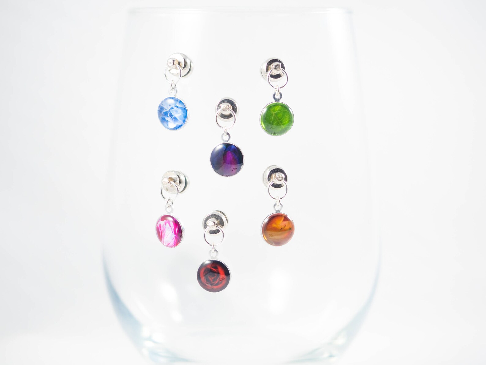 Stemless Wine Glass Charm Floral Wine Charm Drink Etsy