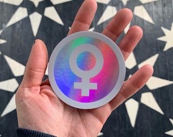 Holographic Feminist Bumper Sticker