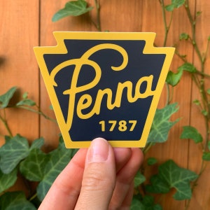 Pennsylvania Keystone &quot;Penna&quot;  Bumper Sticker - High Quality Vinyl Decal Suitable for Indoor / Outdoor / Bumper Sticker - Made in USA