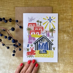 Cartes de Noël modernes de la Nativité / Cartes de vœux chrétiennes, vierges à l'intérieur - Lot de 20 avec 22 enveloppes kraft - Imprimées sur du papier 100 % recyclé