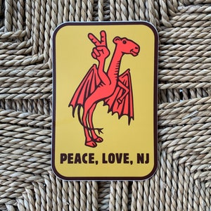 Peace, Love, New Jersey - Jersey Devil - High Quality Decal / Bumper Sticker