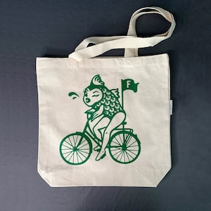 Feminist / Feminism Shopping Bag / Tote Depicting Quote &quot;A woman needs a man like a fish needs a bicycle.&quot;