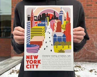 NYC Skyline Art Print: Fifth Avenue Architectural Landmarks