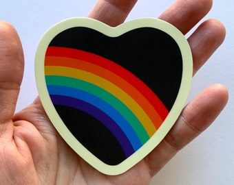 Heart Rainbow Bumper Sticker with Vintage Flair!