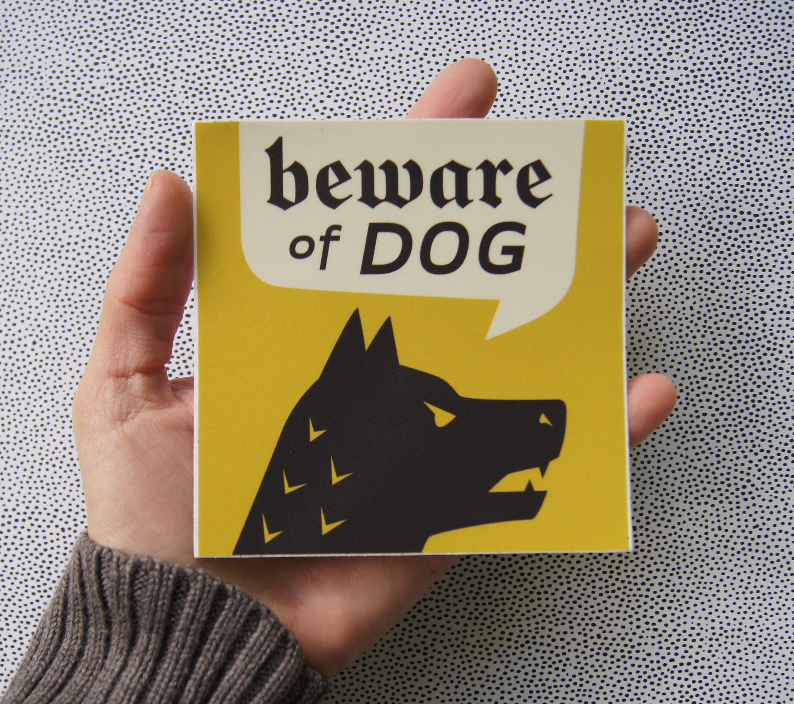 Attenti al cane segno avvertimento sicurezza sticker in vinile autoadesivo, A5 148 x 210mm