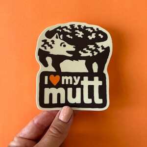 I Love My Mutt Vinyl Decal: Dog Adoption Bumper Sticker image 5