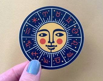 Sun Zodiac Horoscope Astrology Bumper Sticker- High Quality Vinyl Decal Suitable for Indoor / Outdoor / Bumper Sticker - Made in USA