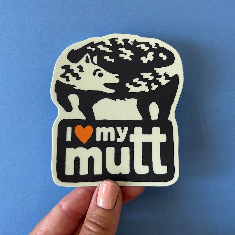 I Love My Mutt Vinyl Decal: Dog Adoption Bumper Sticker image 2