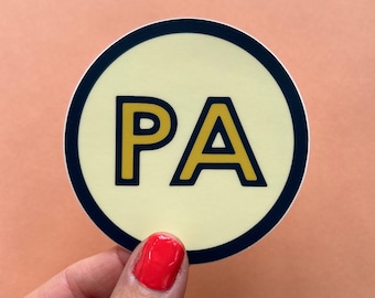 PA Pennsylvania Retro Lettering in Circle Bumper Sticker / High Quality Vinyl Decal
