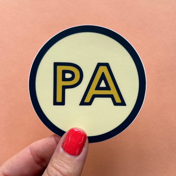 PA Pennsylvania Retro Lettering in Circle Bumper Sticker / High Quality Vinyl Decal