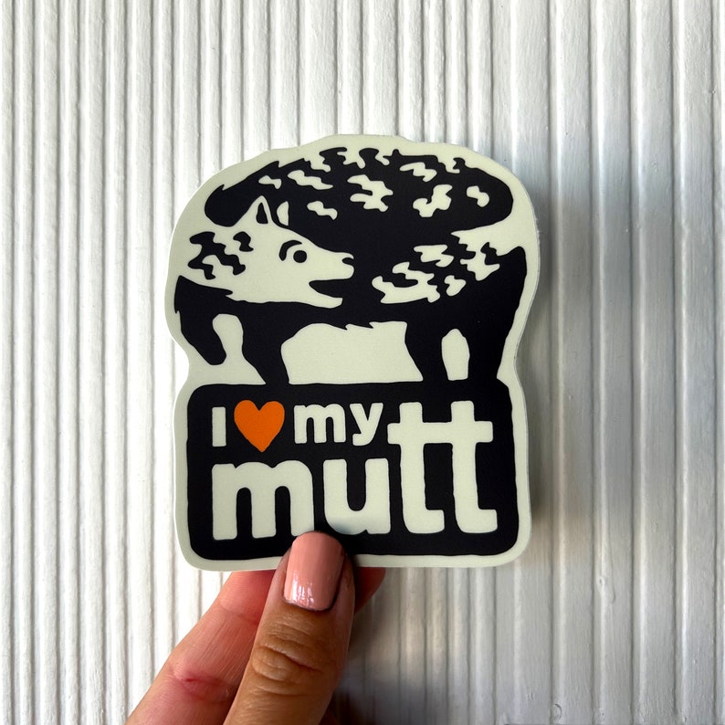 I Love My Mutt Vinyl Decal: Dog Adoption Bumper Sticker image 7