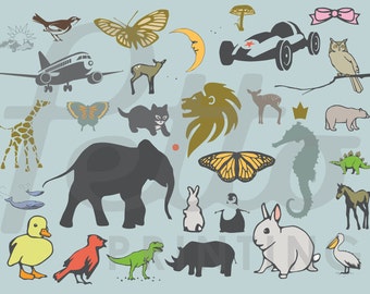 30 original nursery / baby / child illustrations, digital download / clip art / vector graphics / printables.
