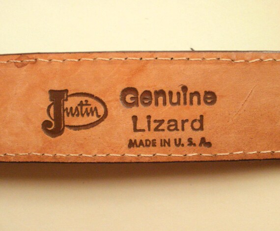 Justin USA Genuine Lizard Leather Belt, Vintage L… - image 3