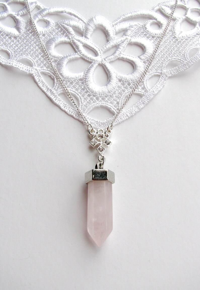 Rose Quartz Pendant Gift for Her Pink Love Stone Silver Necklace Stone Jewelry Point Rose Quartz Necklace Rose Quartz Necklace