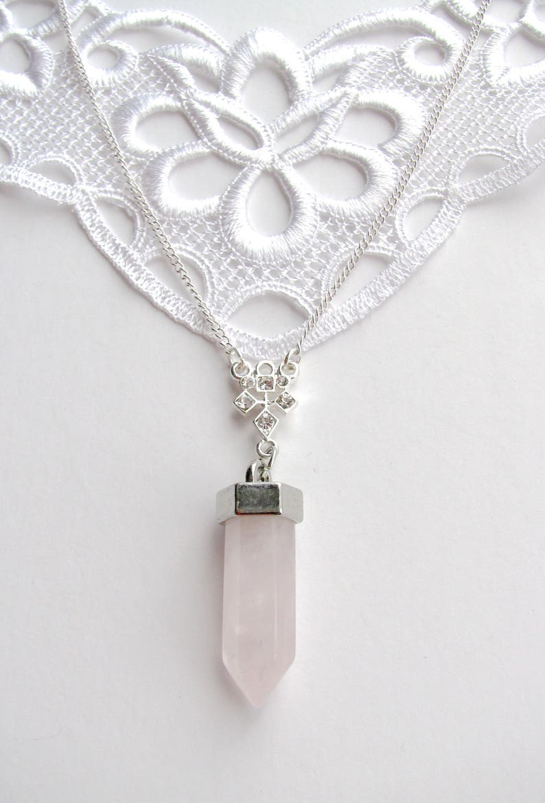Rose Quartz Pendant Gift for Her Pink Love Stone Silver Necklace Stone Jewelry Point Rose Quartz Necklace Rose Quartz Necklace