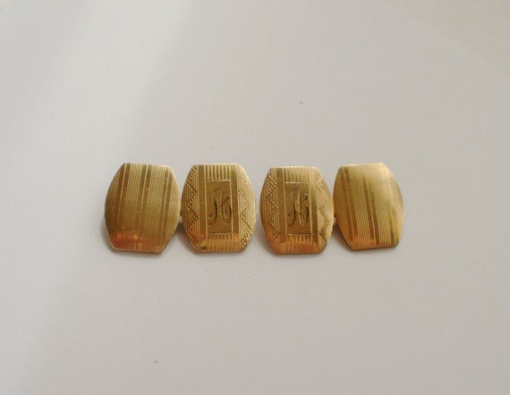 Gold Filled Cuff Links, Vintage Cuff Links Monogr… - image 2