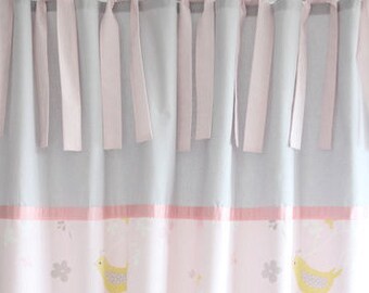 Curtain curtain bird pink gray