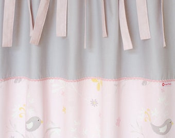 Curtain/curtains, little birds pink/gray