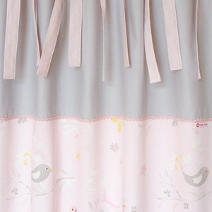 Curtain/curtains, little birds pink/gray image 1