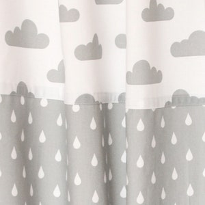 2 Curtain Scarves Clouds Drops Grey White image 2