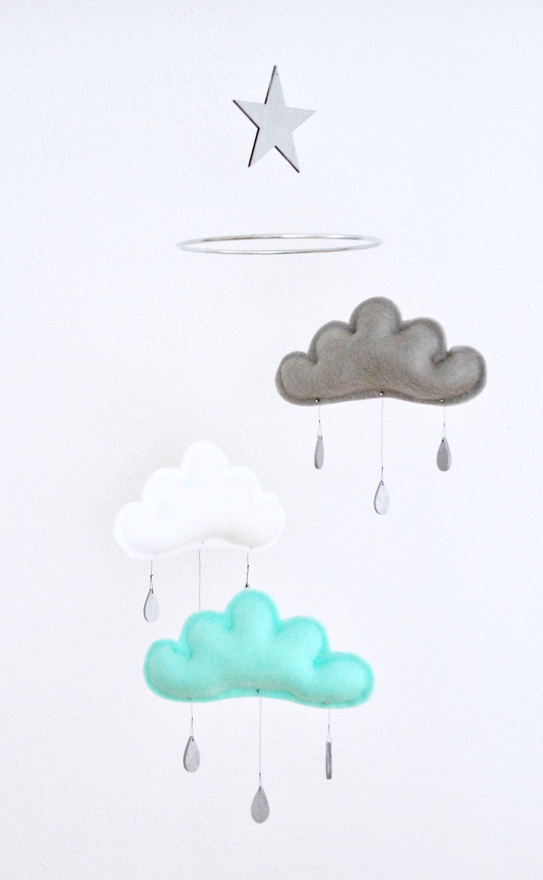 Mobile clouds/drop grey/mint/white/silver image 2