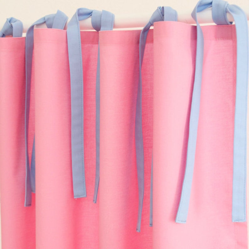 Loft bed curtain pink with loops blue image 4
