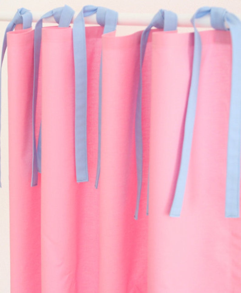 Loft bed curtain pink with loops blue image 3