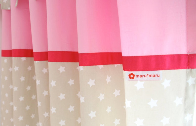 2 curtains/drapes, stars Beige/pink 140 x 250 cm image 3