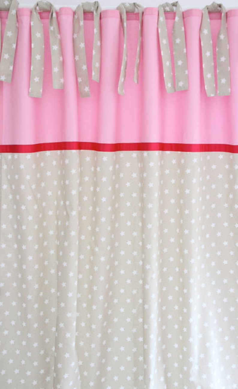 2 curtains/drapes, stars Beige/pink 140 x 250 cm image 1