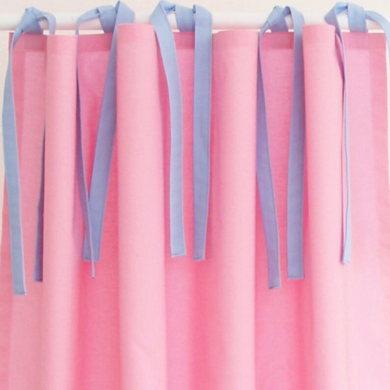 Loft bed curtain pink with loops blue image 1