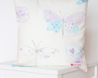Pillow cover Butterflies Turquoise/lilac 40 x 40 cm