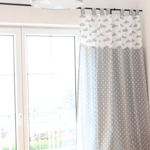 2 Curtain Scarves Clouds Drops Grey White image 4