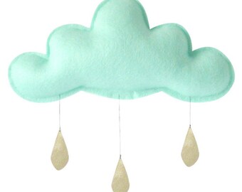 Mobile Wolke groß mint/gold