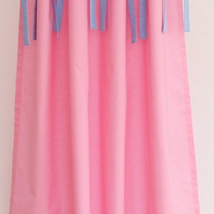 Loft bed curtain pink with loops blue image 2