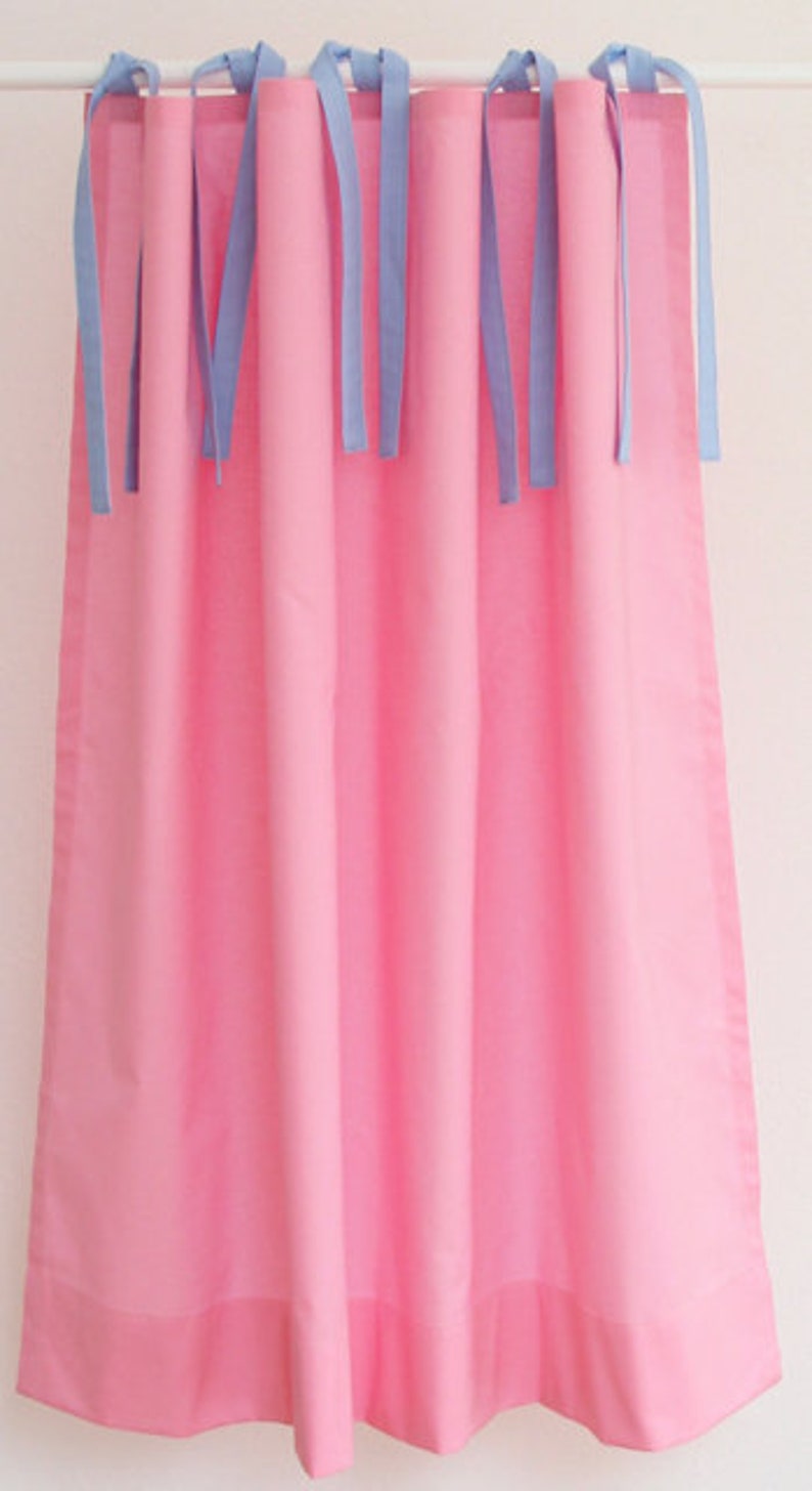 Loft bed curtain pink with loops blue image 2