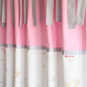Curtain curtain bird gray pink image 2