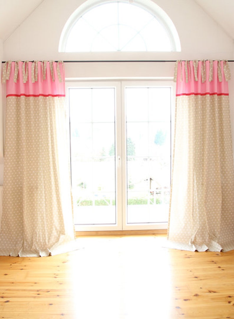 2 curtains/drapes, stars Beige/pink 140 x 250 cm image 4