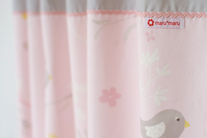 Curtain/curtains, little birds pink/gray image 4