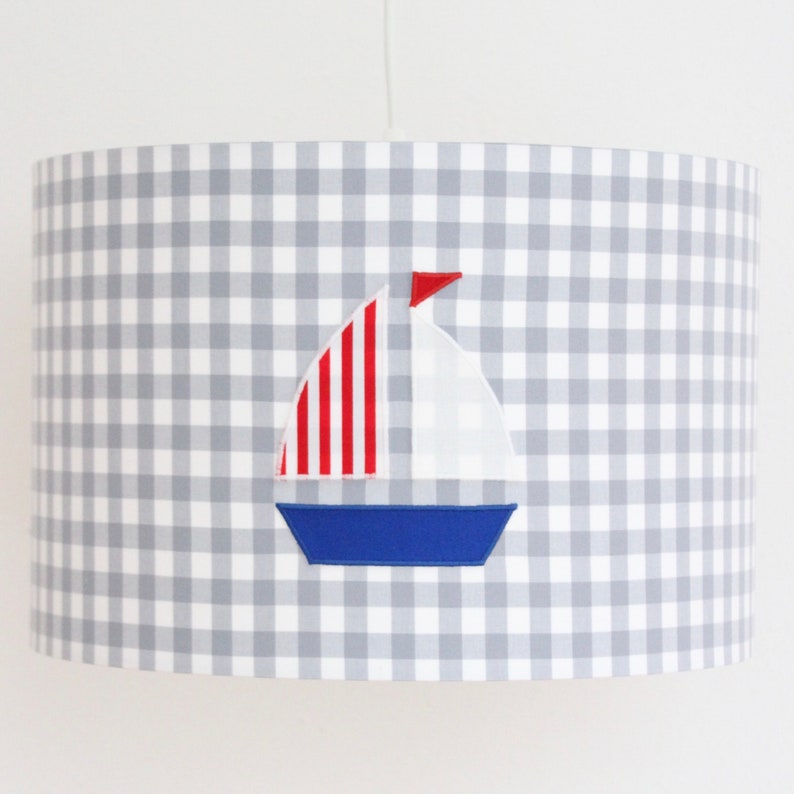 Lamp shade Sailboat/Diamonds grey ca. 23 x 35 image 1