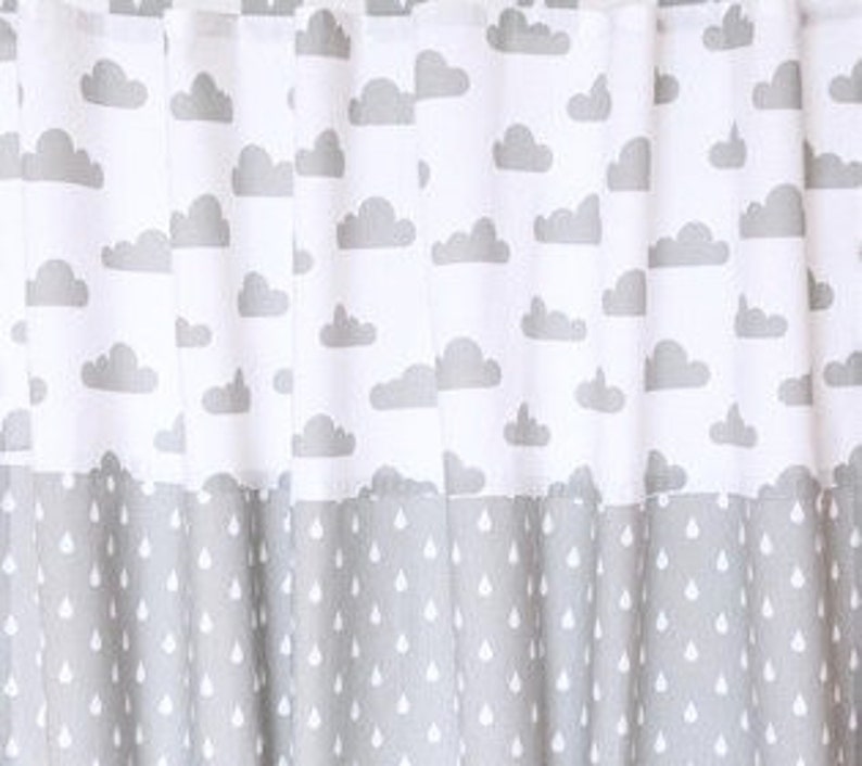 2 Curtain Scarves Clouds Drops Grey White image 1