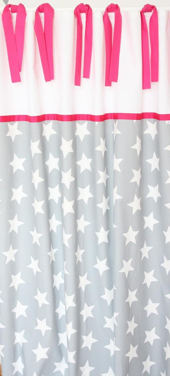 2 Curtains Star Grey White 140 X 240 Cm Etsy