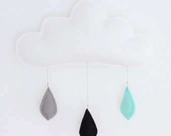 Mobile Wolke weiß/mint/grau/schwarz