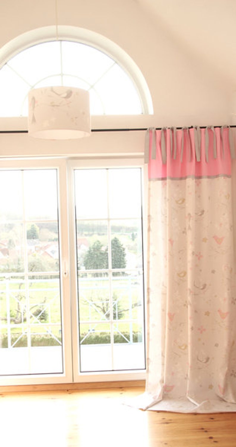 Curtain curtain bird gray pink image 4