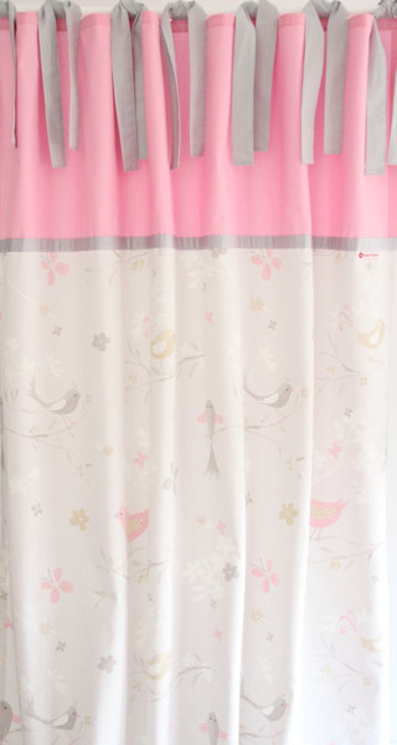 Curtain curtain bird gray pink image 1