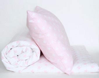 Bed linen stars Pink/White 100 x 135