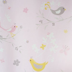 Curtain/curtains, little birds pink/gray image 3