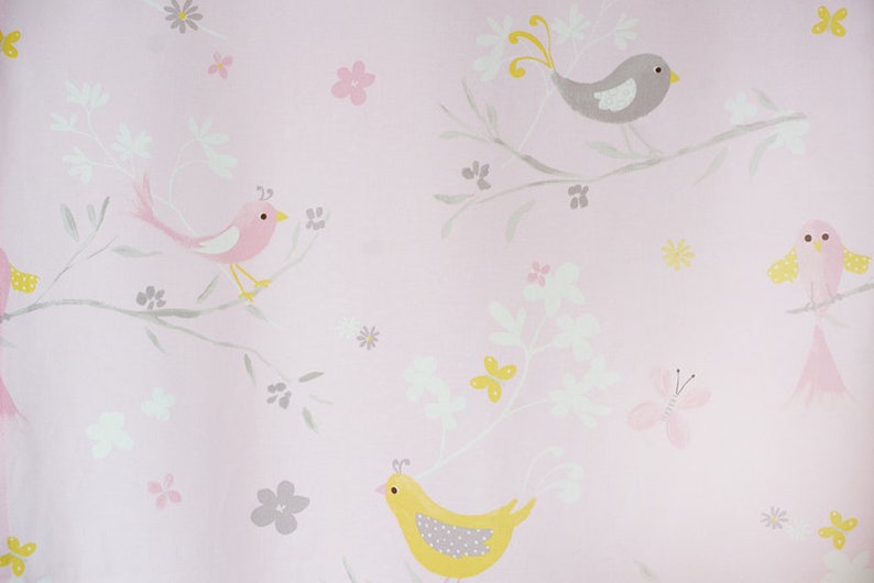 Curtain/curtains, little birds pink/gray image 3