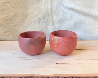 Small Red Wild Clay Set of Cups // Pit Fire Pottery